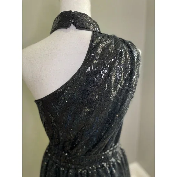 DO+BE Sequin One Shoulder Choker Dress Black Small - Picture 6 of 11